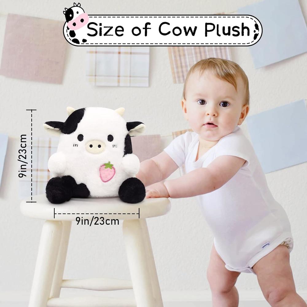 Great Choice Products Strawberry Cow Plushie Pillow Cow Stuffed Animal Toys, Cute Cow Plush Kawaii Home Decorations, Soft Stuf…