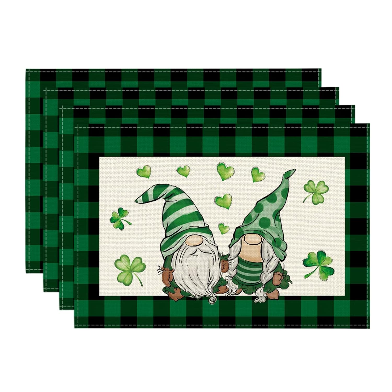 Great Choice Products Green Shamrock Gnomes Irish St. Patrick'S Day Placemats Set Of 4, 12X18 Inch Seasonal Spring Table Mats ?