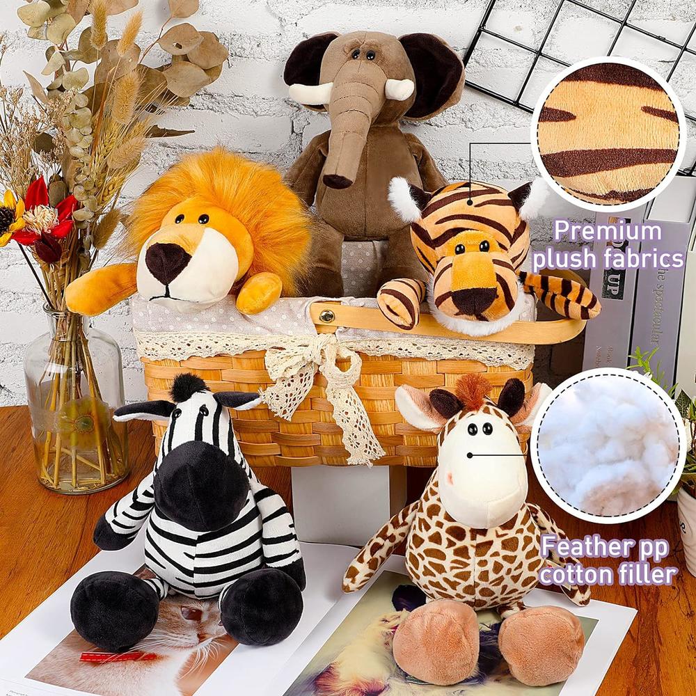 Great Choice Products 5 Pieces Safari Stuffed Animals Toy Set Includes  Lions Tigers Elephants Zebras And