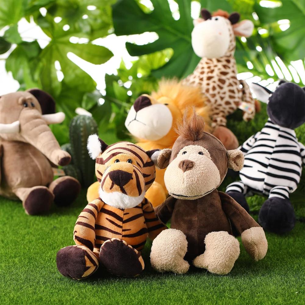Great Choice Products 6 Pieces Safari Stuffed Animals Plush Jungle Animal  Toys Set For Boys Girls,