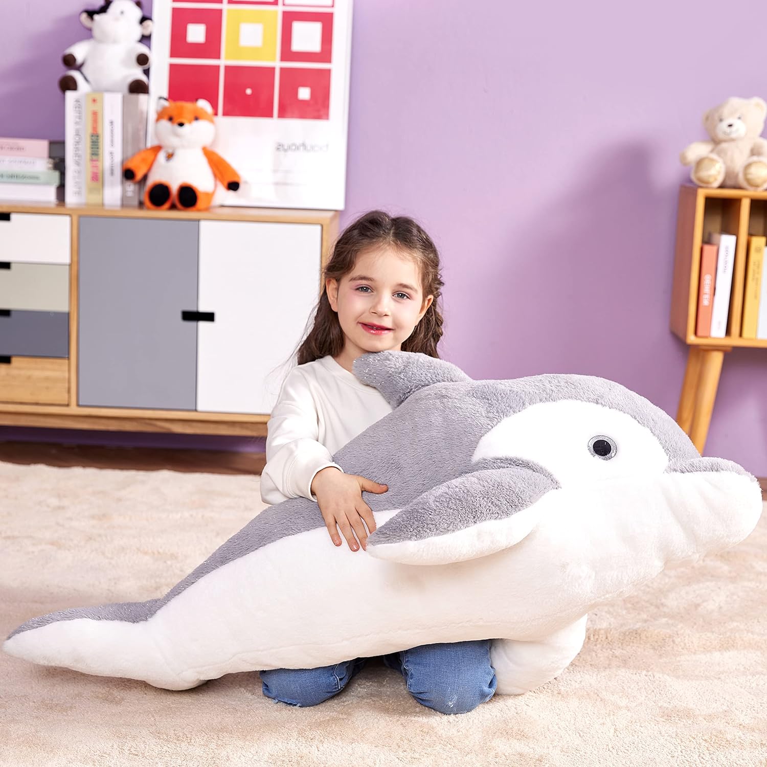 Great Choice Products Large Dolphin Stuffed Animal Plush Toy,Giant Dolphin  Cute Jumbo Soft Toys,Huge