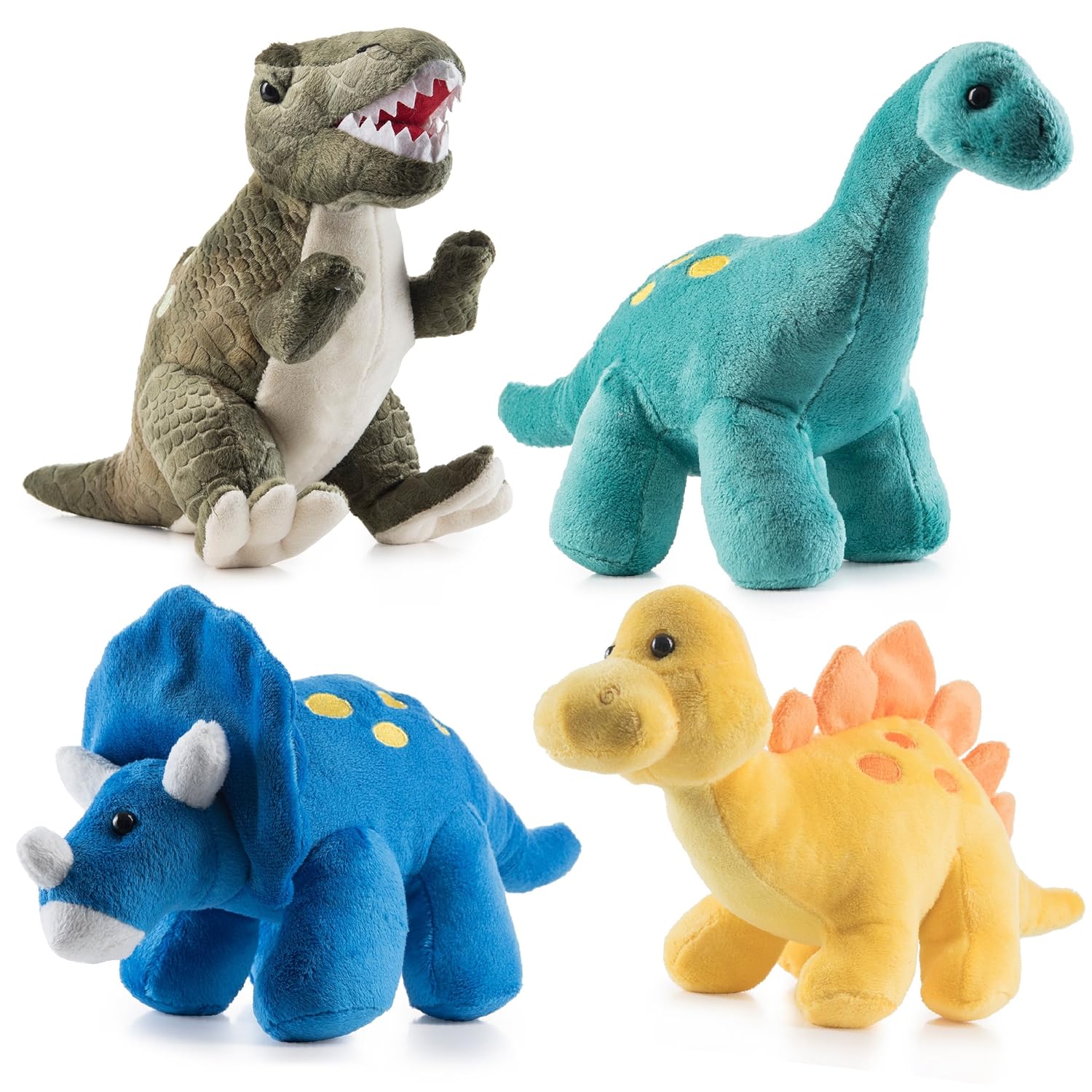 Great Choice Products Plush Dinosaur Stuffed Animal, 4 Pack Of 10'' Cute Dinosaur  Plush Toys For Boys And Girls Ages 3+, Soft Dino Plush St…