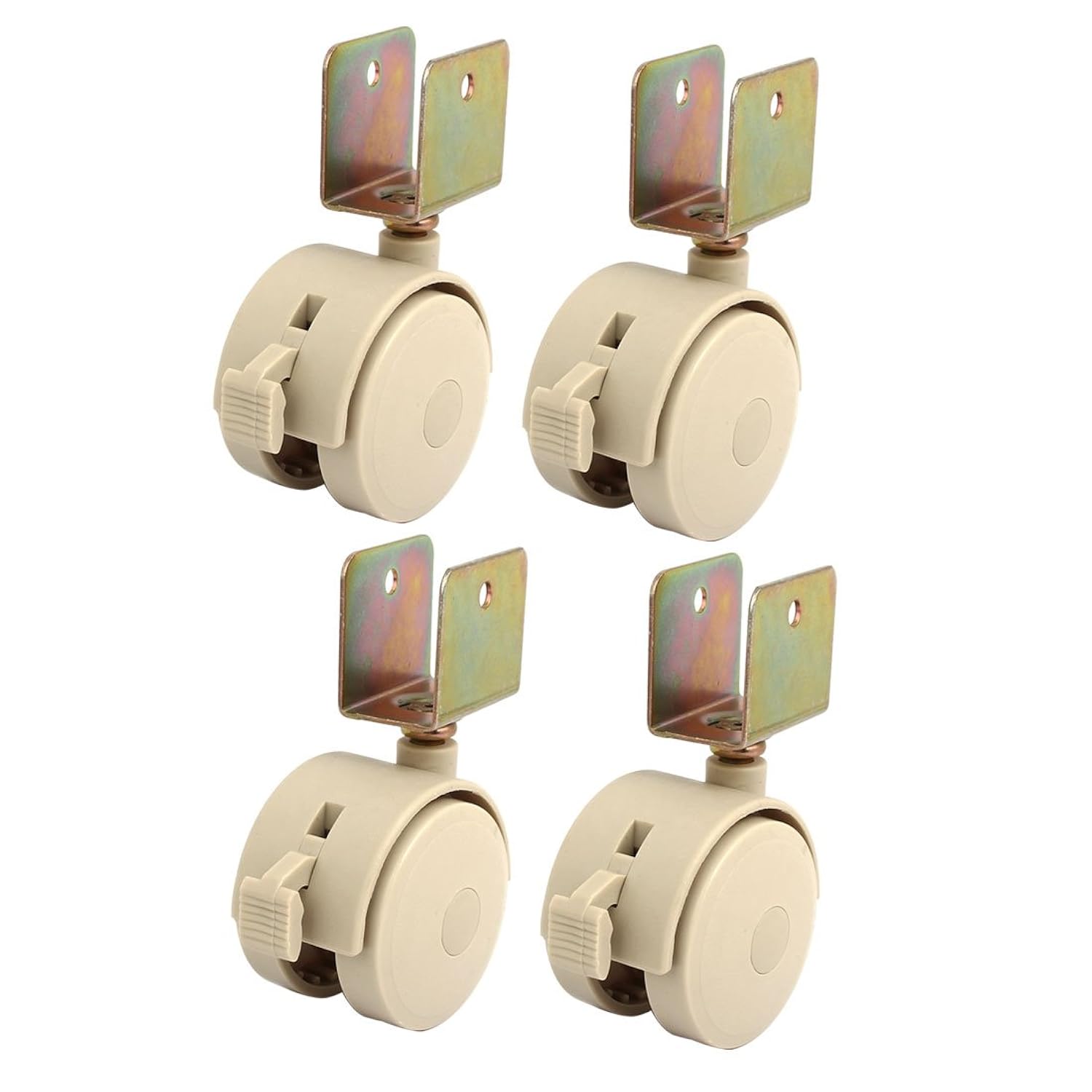UXCELL Uxcell 4Pcs 20Mm Plastic U Bracket Swivel Caster Wheel Tan W Brake