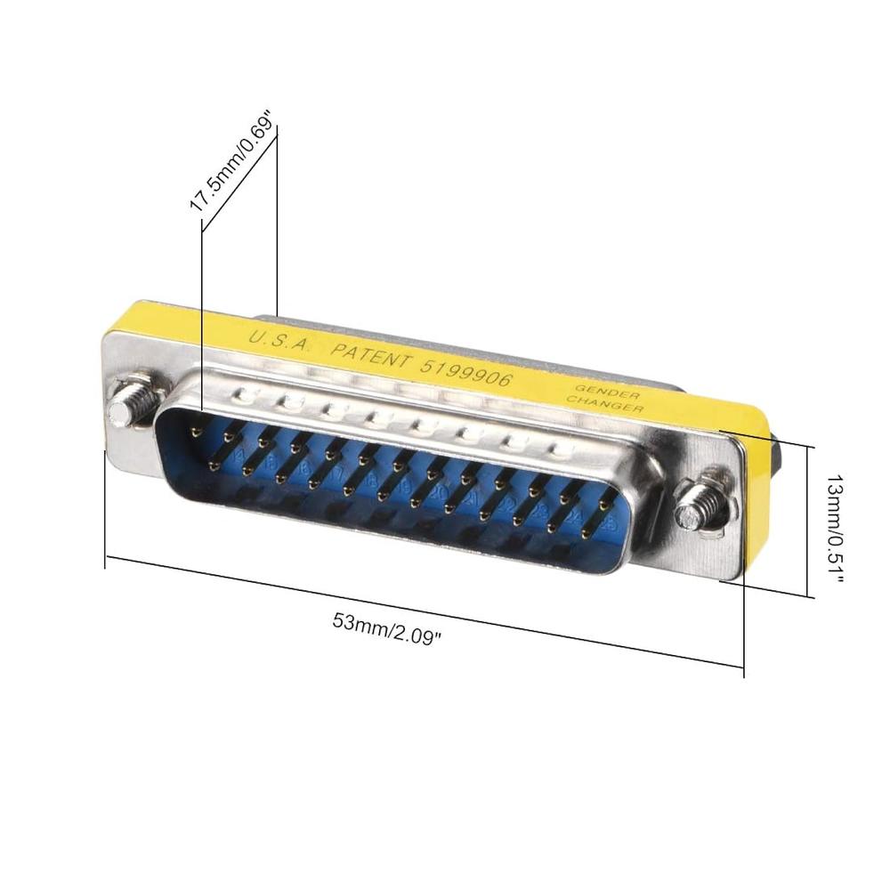 Uxcell Db25 Vga Gender Changer 25 Pin Female To Male 2-Row Mini Gender ...