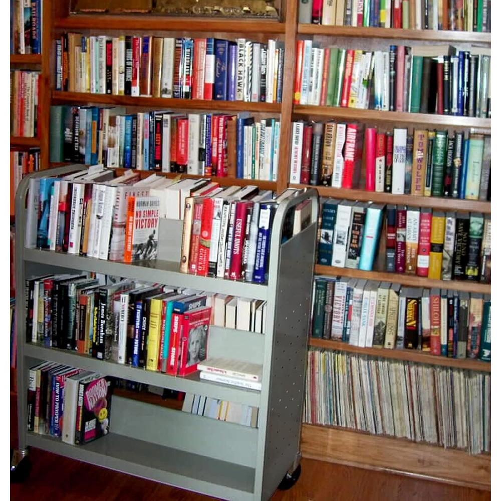 Great Choice Products Library Rolling Book Cart With 3 Flat Shelves ...