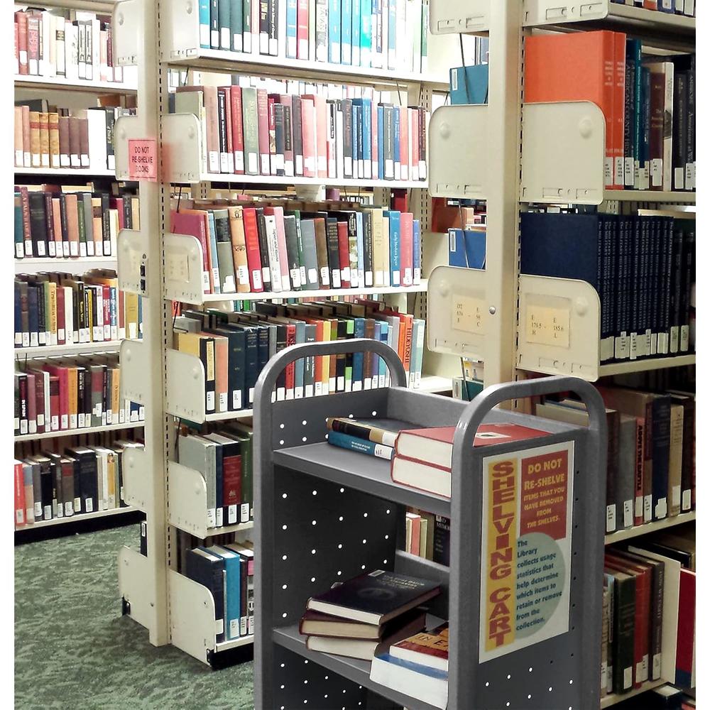 Great Choice Products Library Rolling Book Cart With 3 Flat Shelves ...