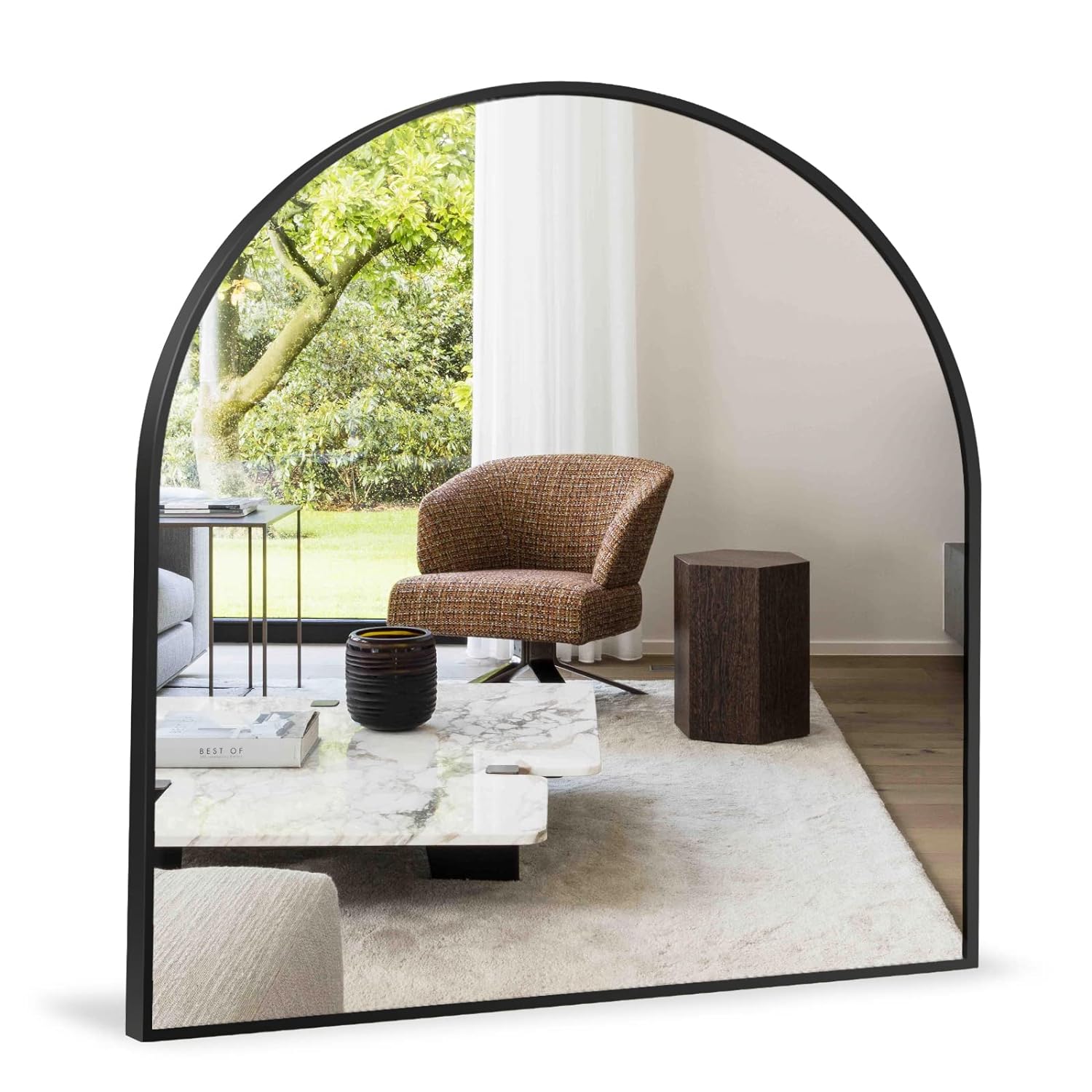 Great Choice Products Black Arched Mirror 24 X 26 Inch, Arched Wall Mirror With Metal Frame For Bathroom Living Room Entryway Bedroom Wall Decor
