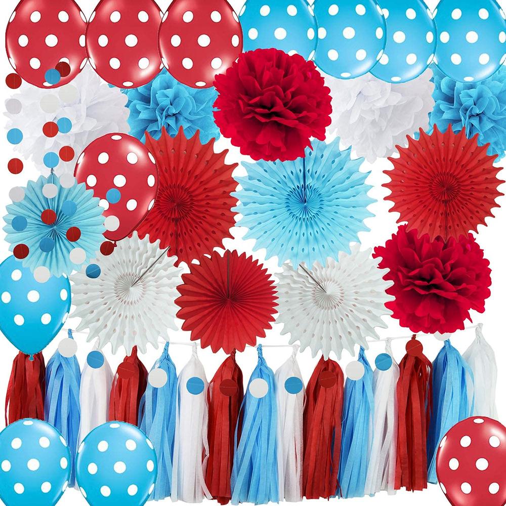 Great Choice Products Dr Seuss Baby Shower Decorations/Dr Seuss Party Decorations Thing 1 Thing 2 Party Supplies Birthday Decorations Turquoise Whi…