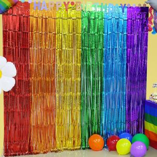 Great Choice Products Rainbow Foil Fringe Curtains, 2 Pack Rainbow Party  Decorations 3.3X6.6Ft Tinsel Metallic Streamers Holiday Photo Booth Props …