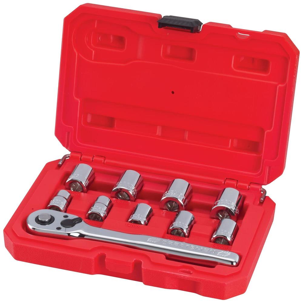 Craftsman Mechanics Tool Set, Socket Wrench Set, MM, 3/8 Inch Drive (CMMT34554)