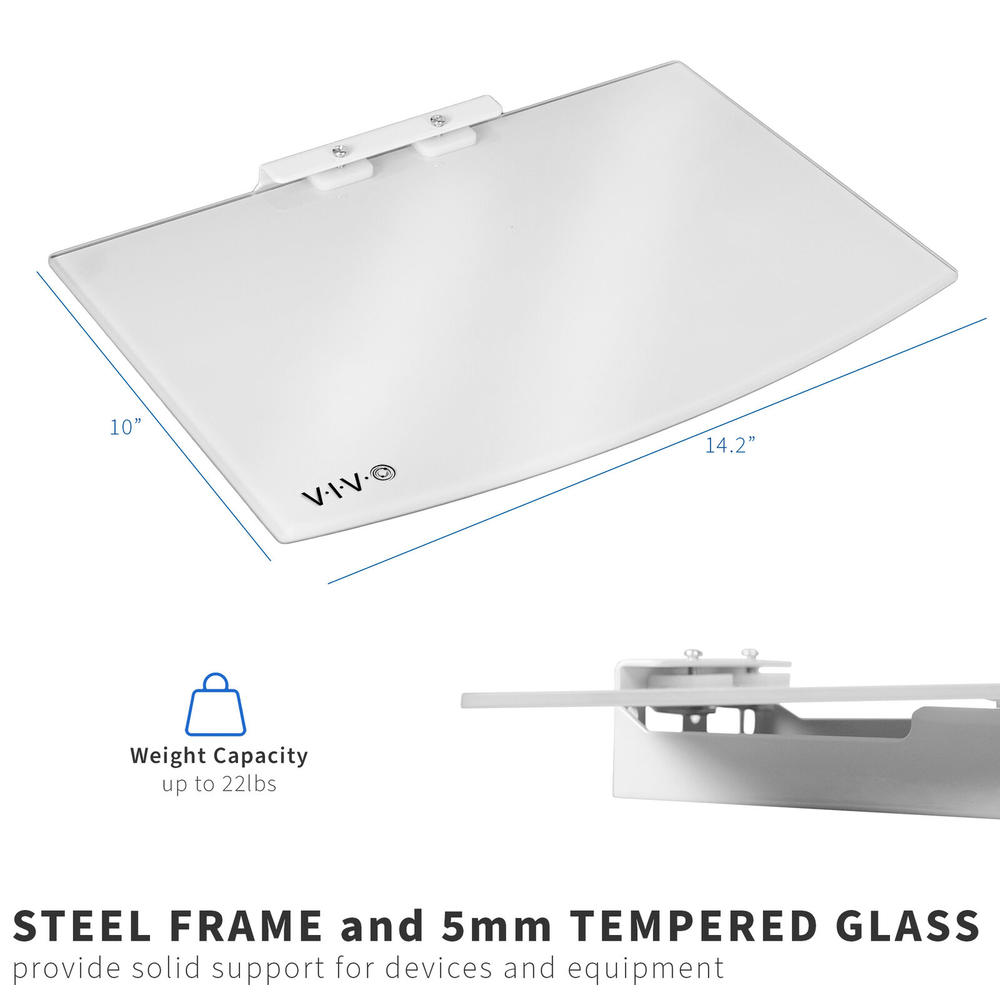 Great Choice Products White Floating Wall Mount Tempered Glass Shelf For Dvd Player, Game System