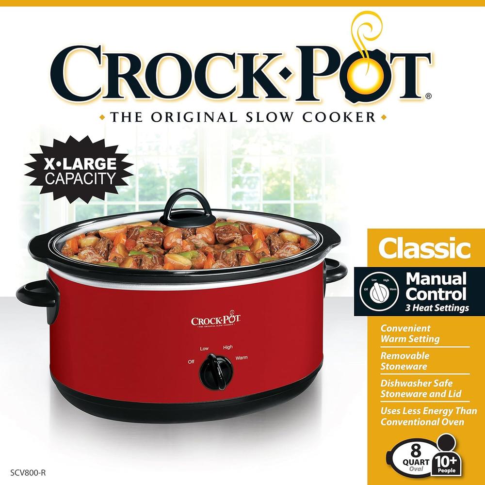 Great Choice Product Large 8 Quart Express Crock Slow Cooker And Food Warmer, Red