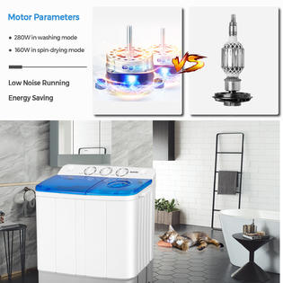 GCP Products Portable Twin Tub Mini Washing Machine Washer 13.2Lb&Spinner  8.8Lb Blue