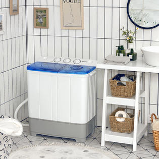 GCP Products Portable Twin Tub Mini Washing Machine Washer 13.2Lb&Spinner  8.8Lb Blue