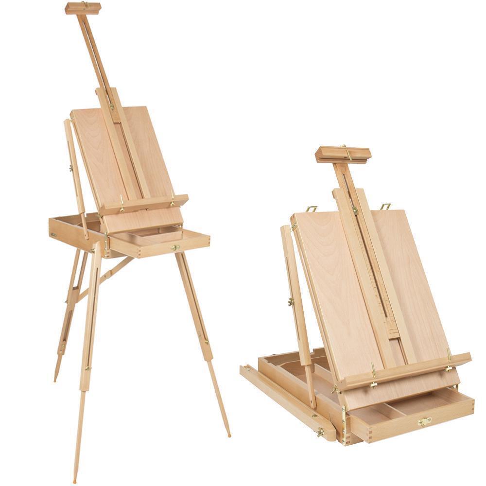 GCP Products Wooden French Easel Sketch Box Portable Folding Durable Artist Painters Tripod