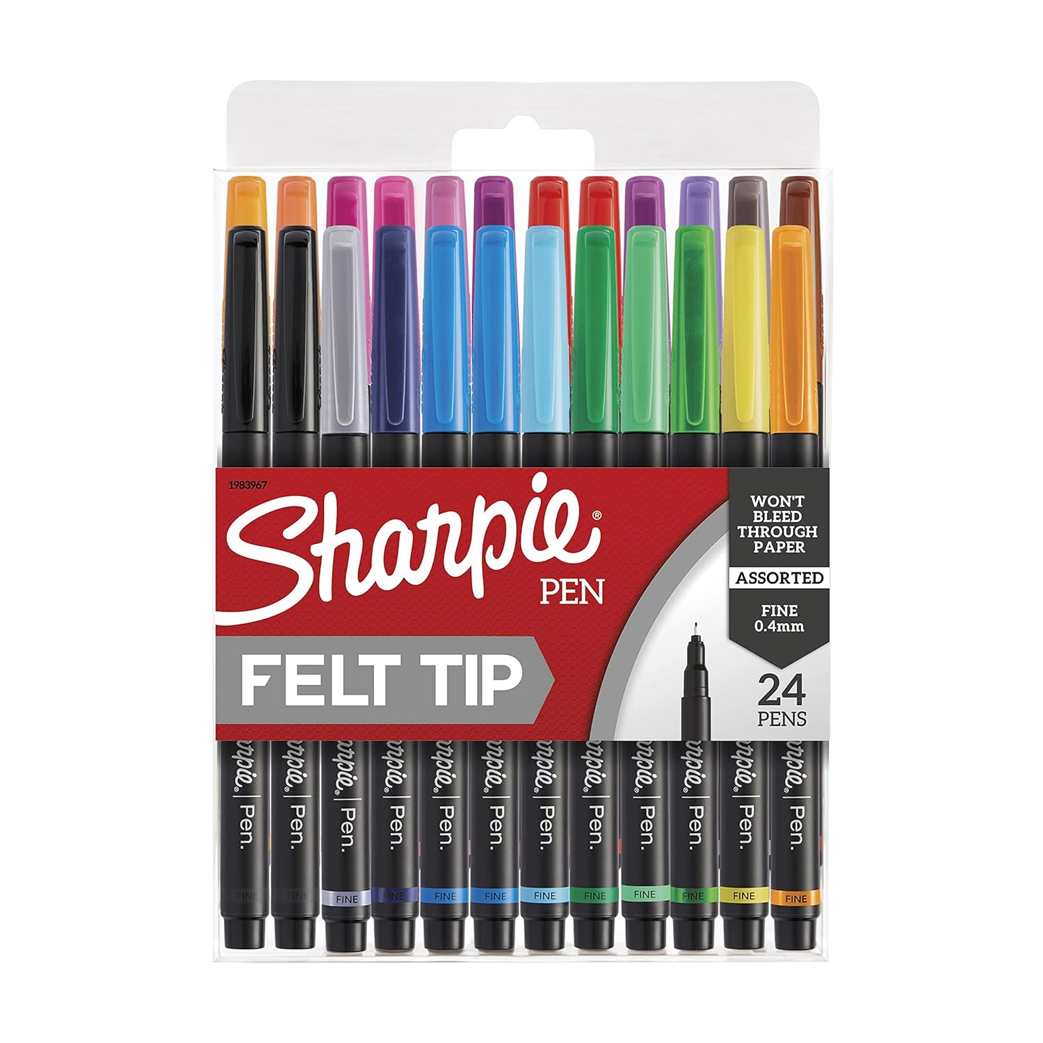 GCP Products GCP-US-555332 Pens, Felt Tip Pens, Fine Point (0.4Mm),  Assorted Colors, 24 Count