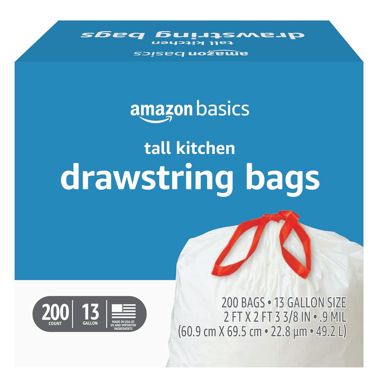 GCP Products Tall Kitchen Drawstring Trash Bags, 13 Gallon