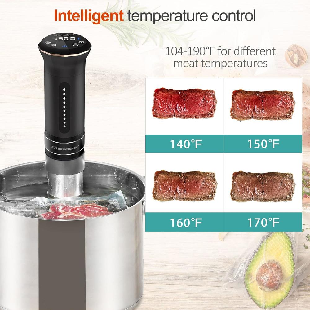 GCP Products Sous Vide Cooker Machine: 1100 Watt Ipx7 Waterproof Water Thermal Immersion Circulator Accurate Temperature Control Digital D…