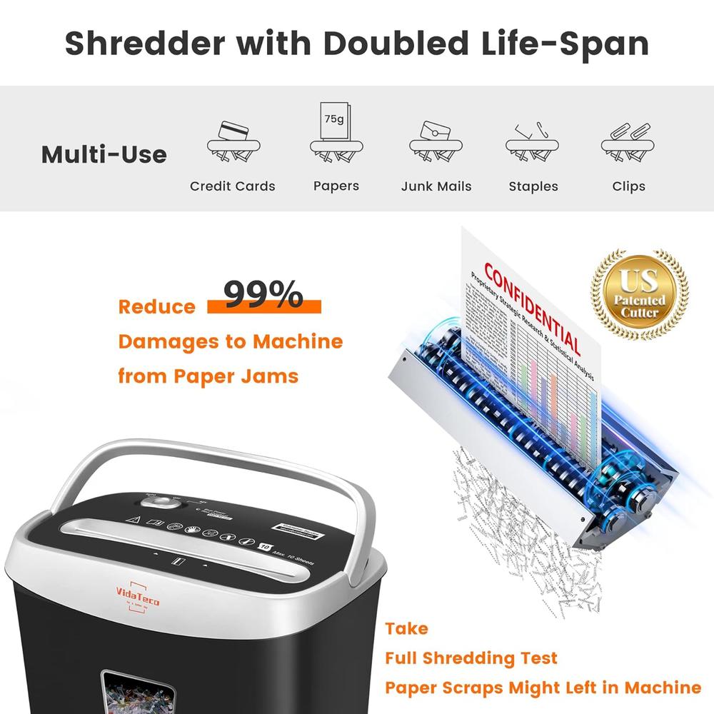 GCP Products Paper Shredder, 10-Sheet Micro-Cut Shredder With Us Patented Cutter,Also Shreds Card/Staple/Clip,Paper Shredder For Home Offi…