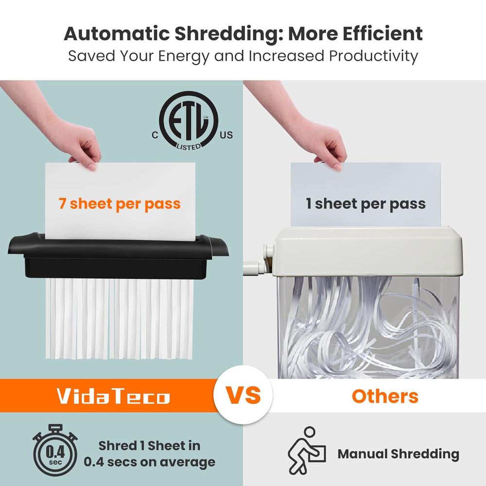 GCP Products Paper Shredder Without Basket, 7-Sheet Strip Cut Shredder For Home Use,Mini Paper Shredder Also Shreds Card/Staple,Small Port…