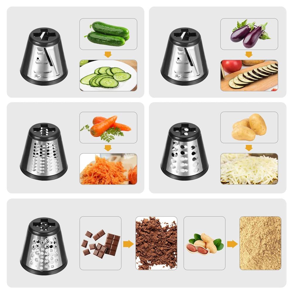 GCP Products Electric Cheese Grater 5 In 1 Professional Electric Shredder  Vegetable Silcer 150W One-Touch