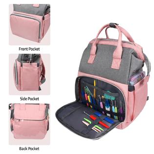 GCP Products Knitting Bag Crochet Knitting Backpack, 15.711.86.7 Storage  Bag With 6 Yarn Grommets