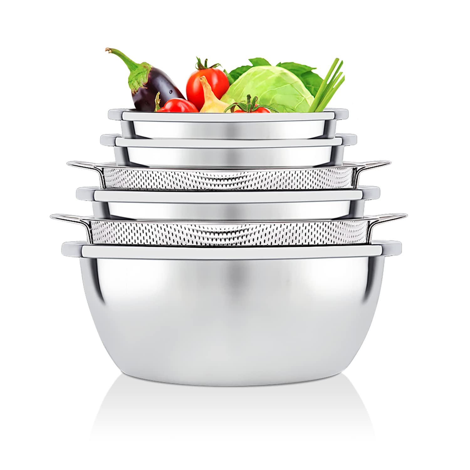Mixing bowls and colanders, basic kitchen utensils in foodservice