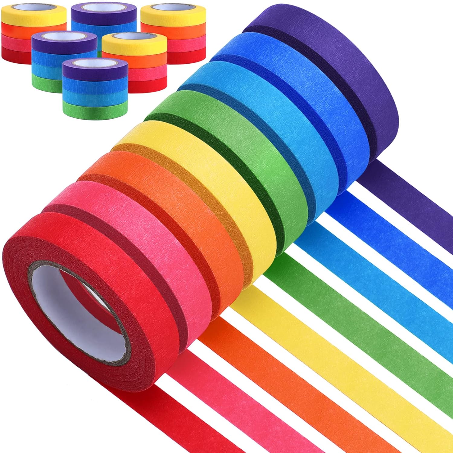 GCP Products 48 Rolls Colored Masking Tape Painters Tape Rainbow Colors  Rolls Colorful Paper Tape Decorative Arts Crafts Labeling Diy Deco…