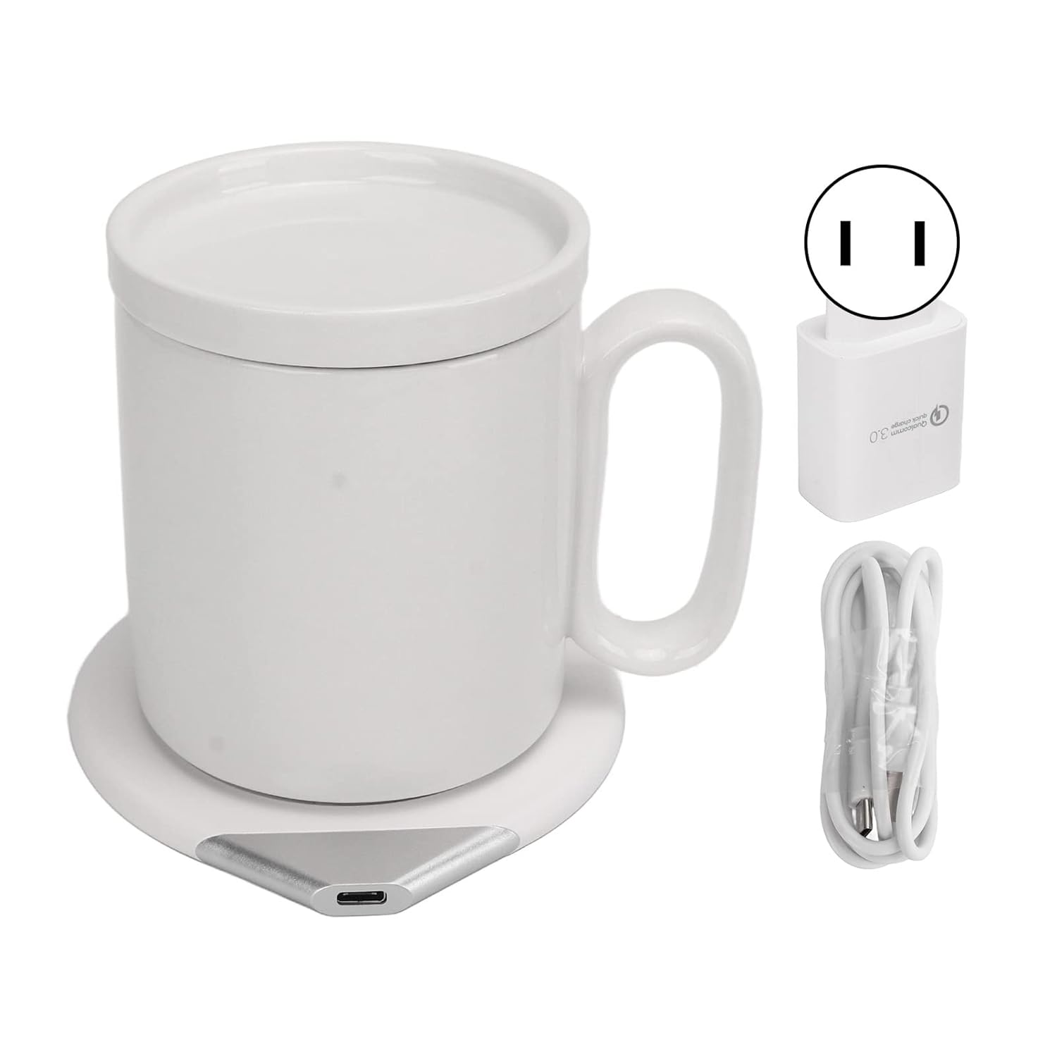 GCP Products Coffee Warmer, Desk Self Heated Cup & Lid Set With