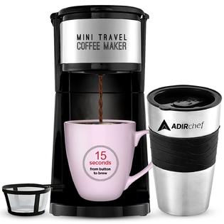 GCP Products GCP-US-572084 Mini Travel Single Serve Coffee Maker & 15 Oz. Travel  Mug Coffee Tumbler & Reusable Filter For Home, Office, Camping, Portabl…