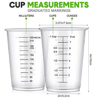 GCP Products 400 Count Disposable Measuring Cups For Resin 8 Oz Clear  Plastic Measuring Cup Reusable