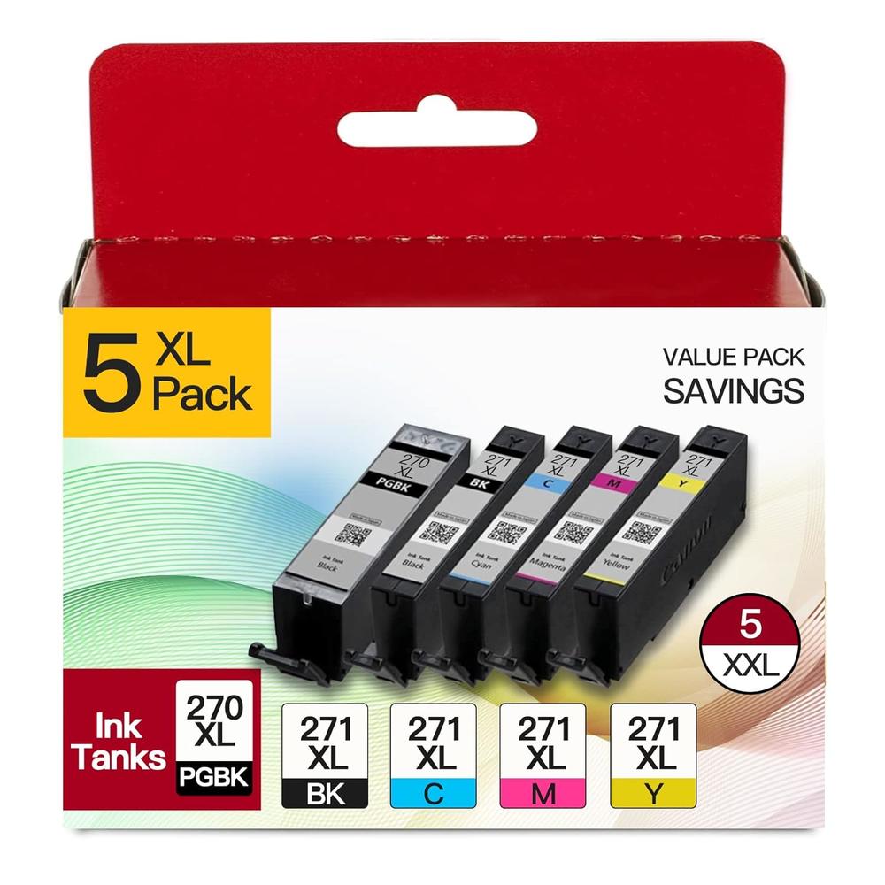 GCP Products Pgi-270Xl Cli-271Xl Ink Cartridges 5 Color Value Pack Compatible For Canon 270 271 Xl Ink Cartridges To Use With Mg7720 Ts602…