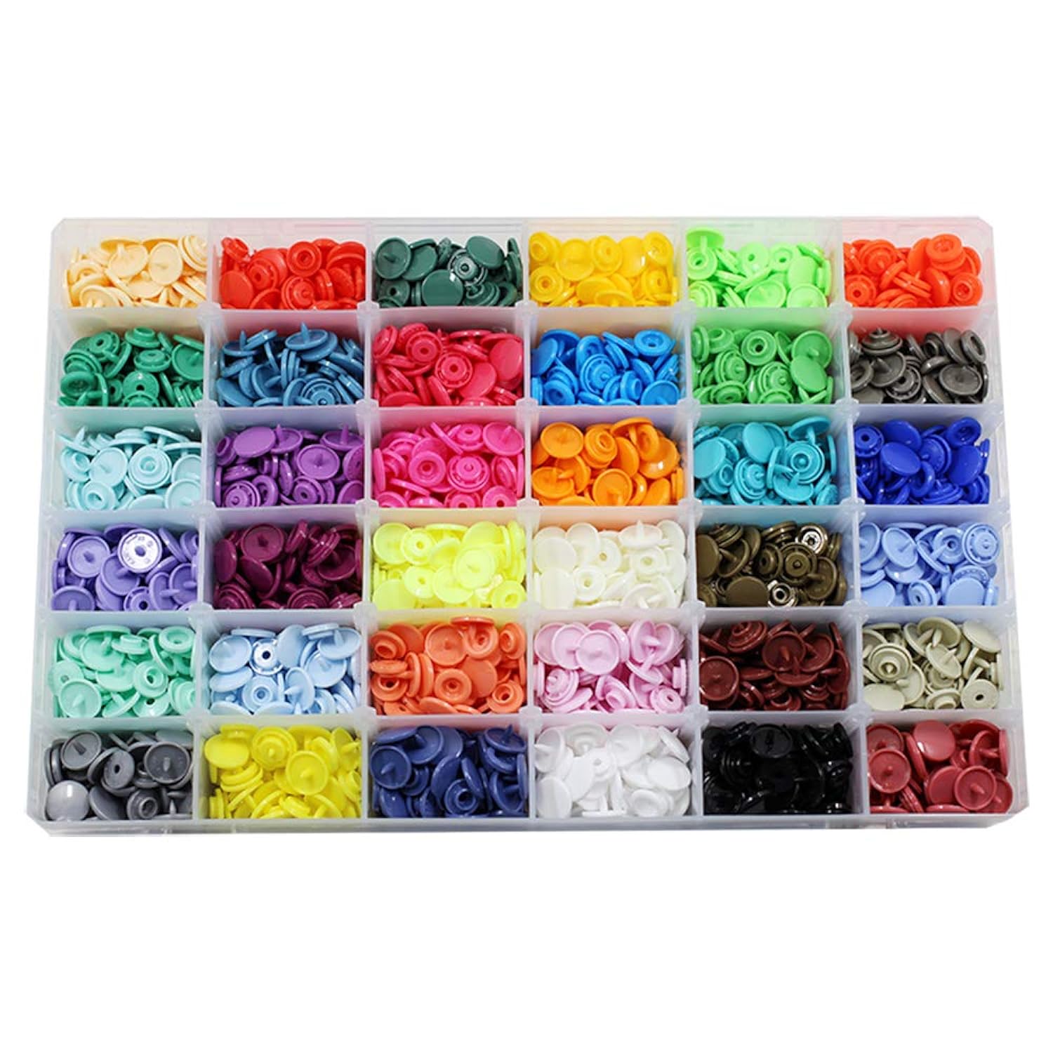 GCP Products 720 Sets 36 Color Kam Snaps Buttons With Storage