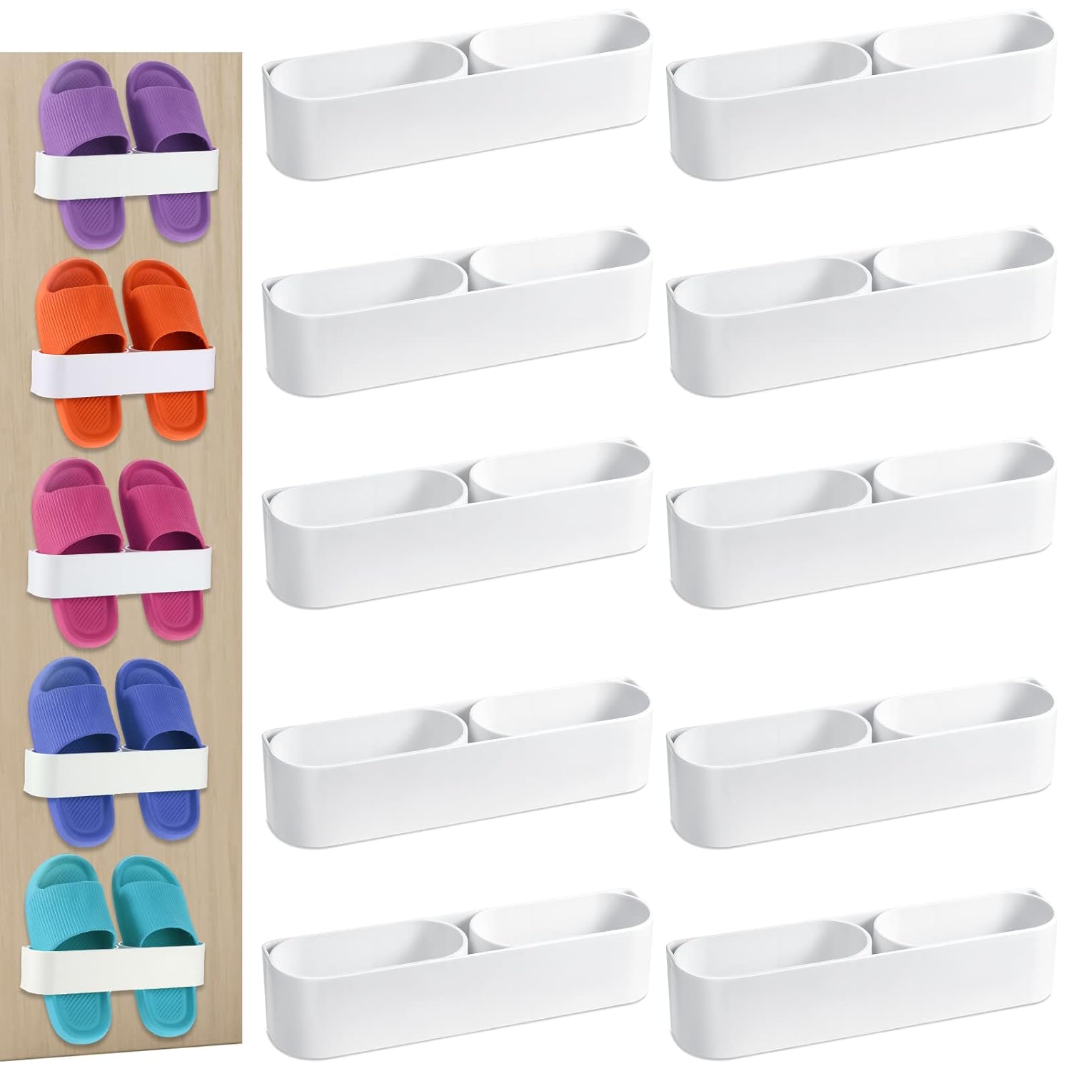 GCP Products 10 Pcs Wall Mounted Shoe Rack Plastic Shoes