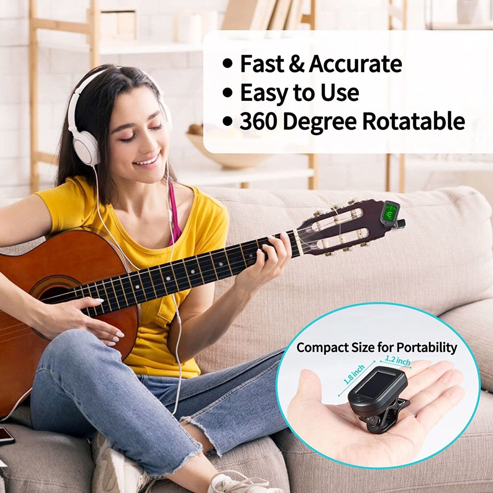 GCP Products Lcd Clip On Chromatic Acoustic Electric Guitar Bass Ukulele Banjo Violin Tuner