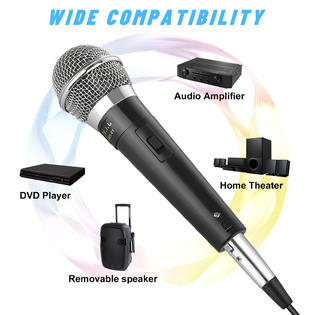 GCP Products 23091120-64900420 10Ft Wired Handheld Dynamic Microphone  Professional 1/4 Mic For Karaoke Speech