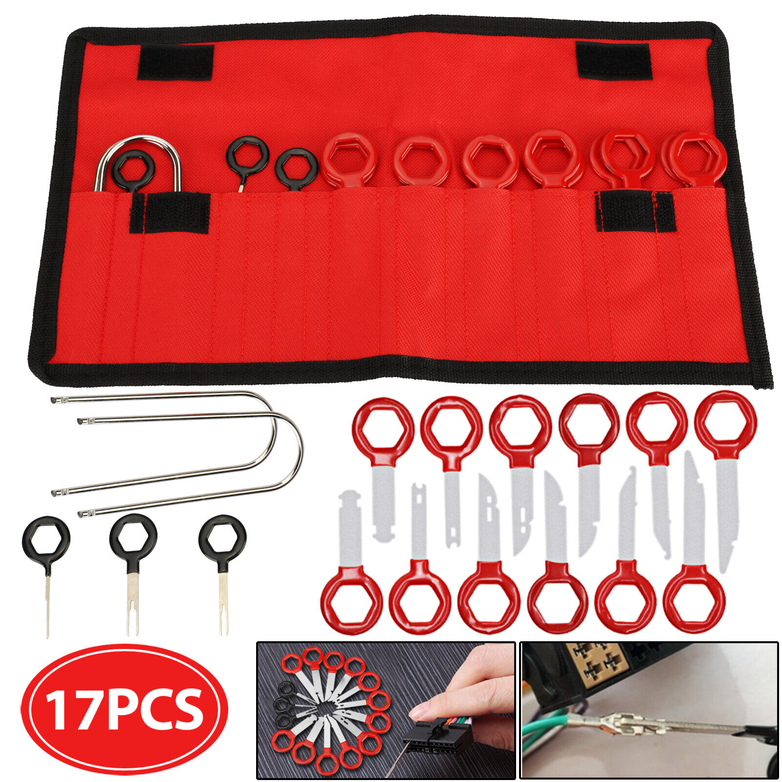 GCP Products 17Pcs Car Audio Disassembly Tool Set+ Terminal Removal  Connector Pin Ejector Kit