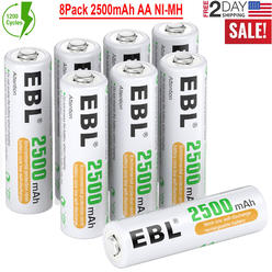 Great Choice Products 8Pack 2500Mah Aa Rechargeable Battery Recharge Batteries Ni-Mh 1.2V+Case Box