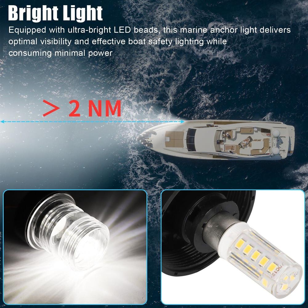 Great Choice Products 12V Marine Boat Yacht Led Navigation Light Stern Anchor Lamp All Round White 2Nm
