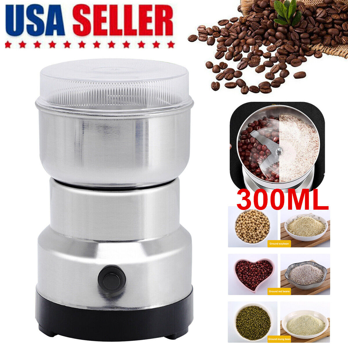 Great Choice Products Electric Coffee Bean Grinder Nut Seed Herb Grind  Spice Crusher Mill Blender Us