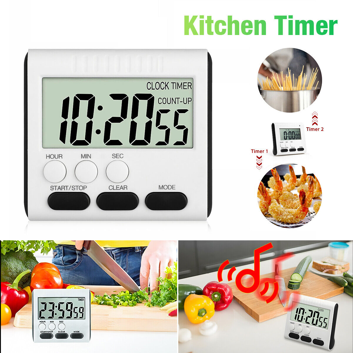 Great Choice Products Digital Kitchen Timer Magnetic Cooking Lcd
