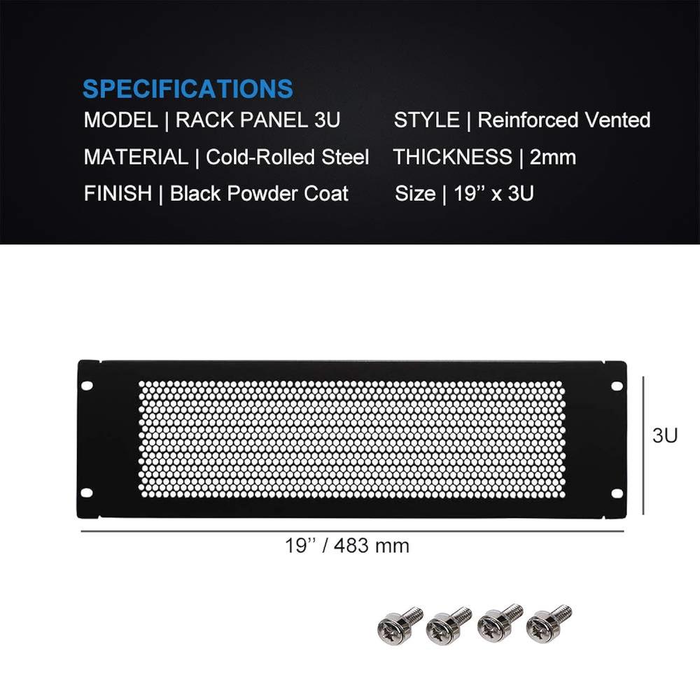 GCP Products Blank Rack Mount Panel Spacer With Venting For 19-Inch ...