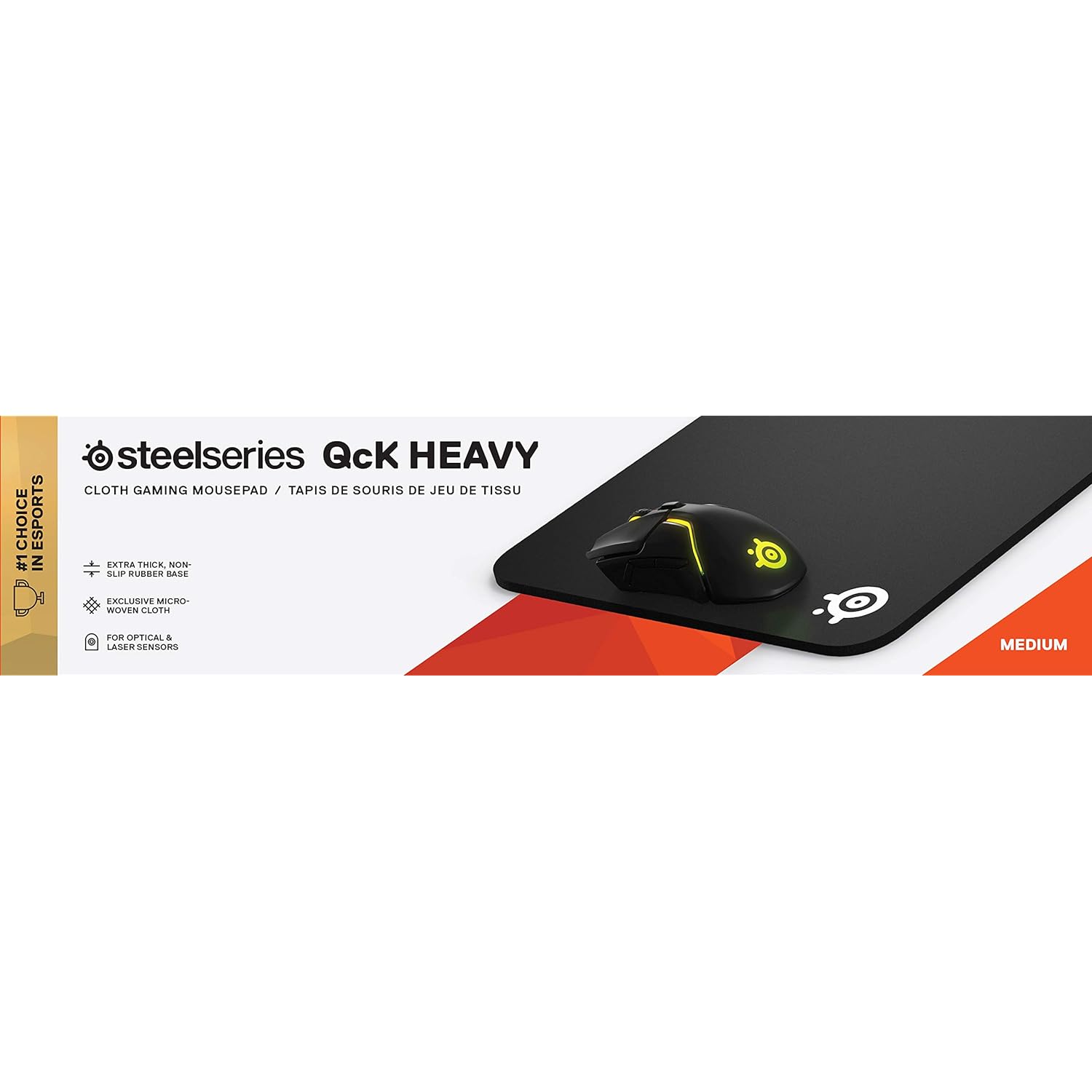  SteelSeries QcK Heavy - Cloth Gaming Mouse Pad - Extra Thick  Non-Slip Rubber Pad - Exclusive Microfiber Surface - Size M PC : Video Games