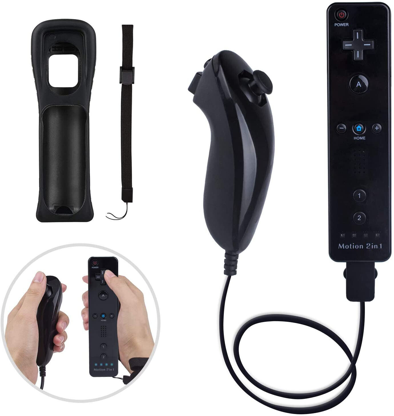 GCP Products Built In Motion Plus Remote Controller & Nunchuck For Nintendo Wii/Wii U W/ Case