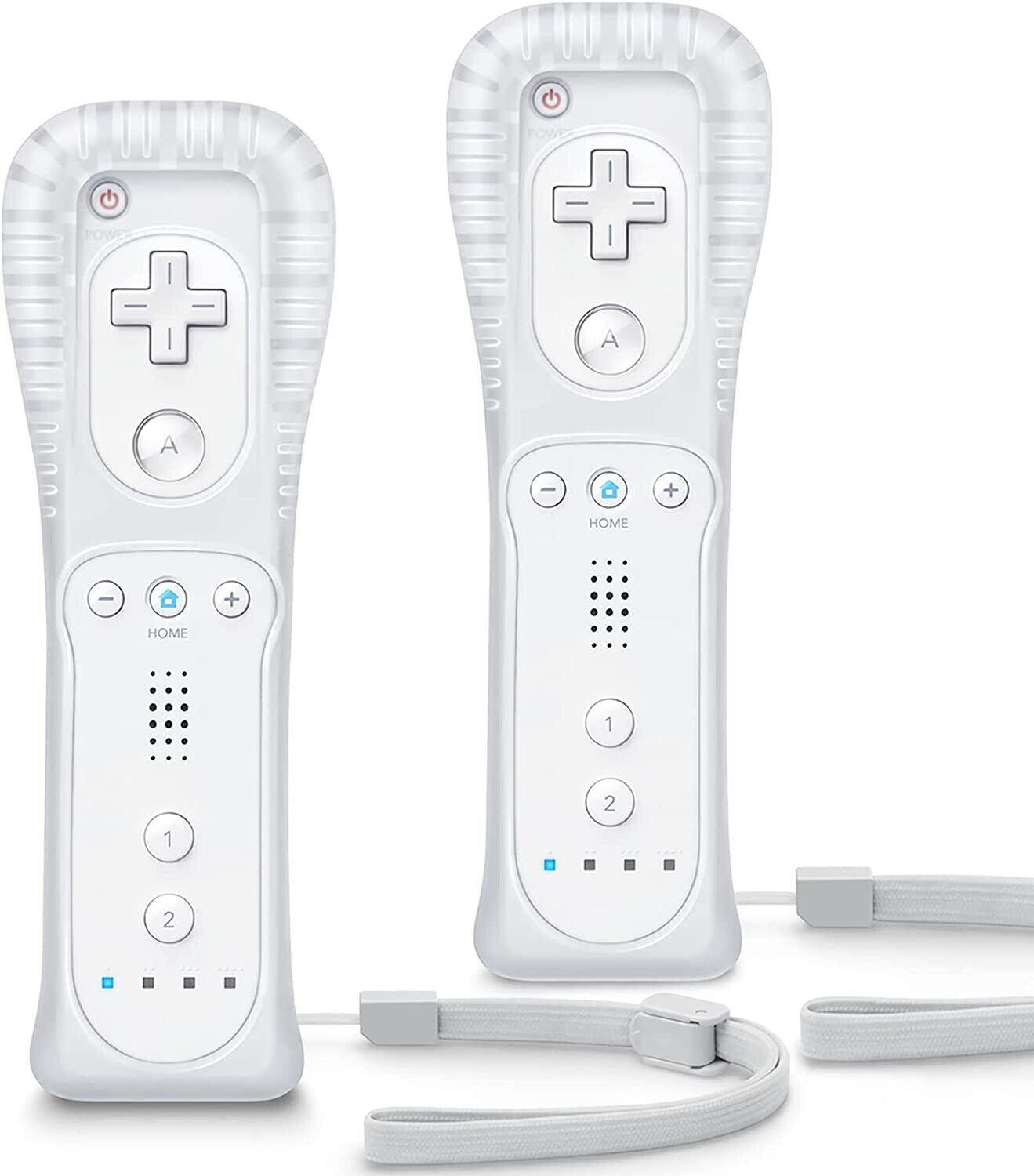GCP Products 2Pcs Built In Motion Plus Remote Controller For Nintendo Wii Wii U + Strap White