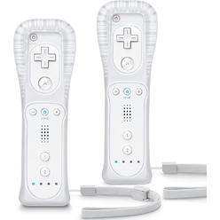 GCP Products 2Pcs Built In Motion Plus Remote Controller For Nintendo Wii Wii U + Strap White