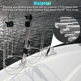 GCP Products 2Pc Marine Boat Deck Hinge Mount For Bimini Top Fitting  Hardware Stainless Steel