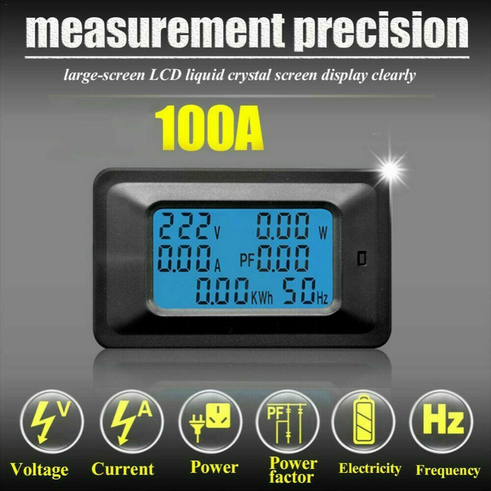 GCP Products 100A Ac Voltage Voltmeter Ammeter Lcd Digital Panel Power Watt Meter Monitor