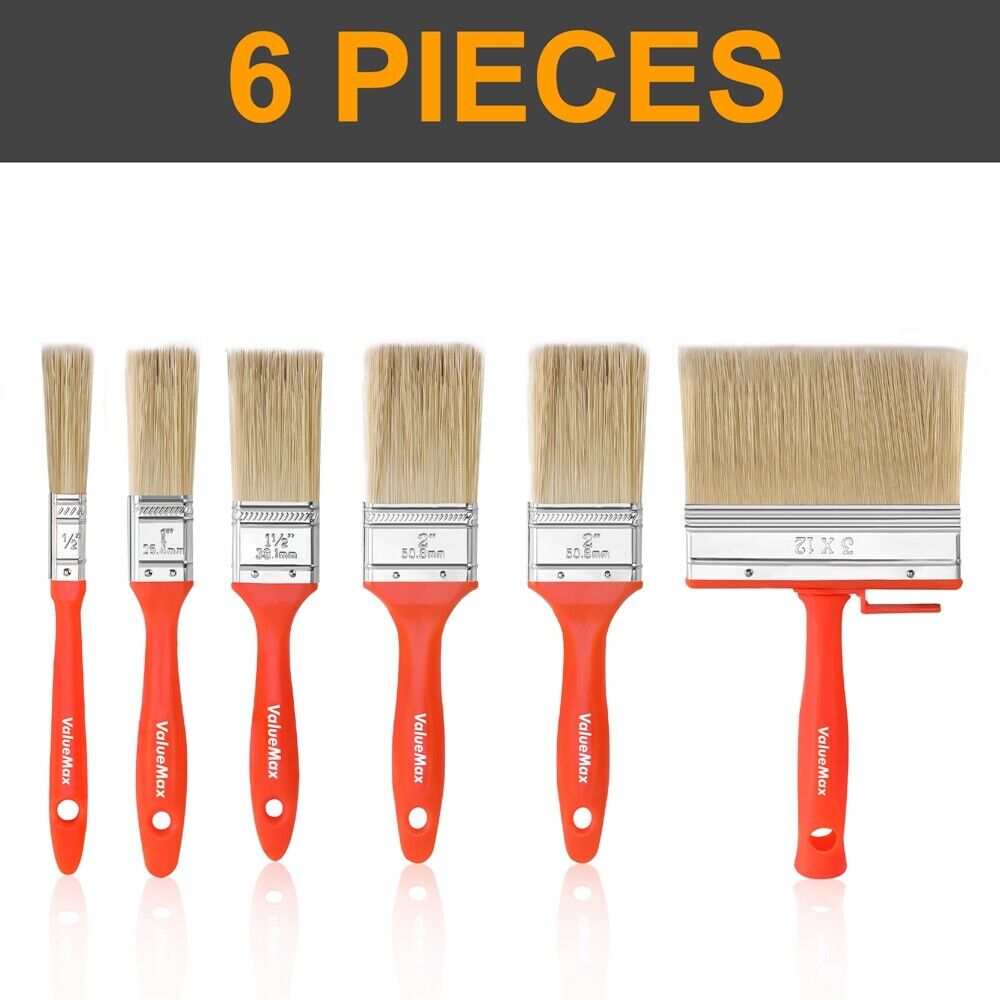 GCP Products 6Pc Paint Brushes Set Flat Small Paintbrush Wall Brush Deck  Stain Brush