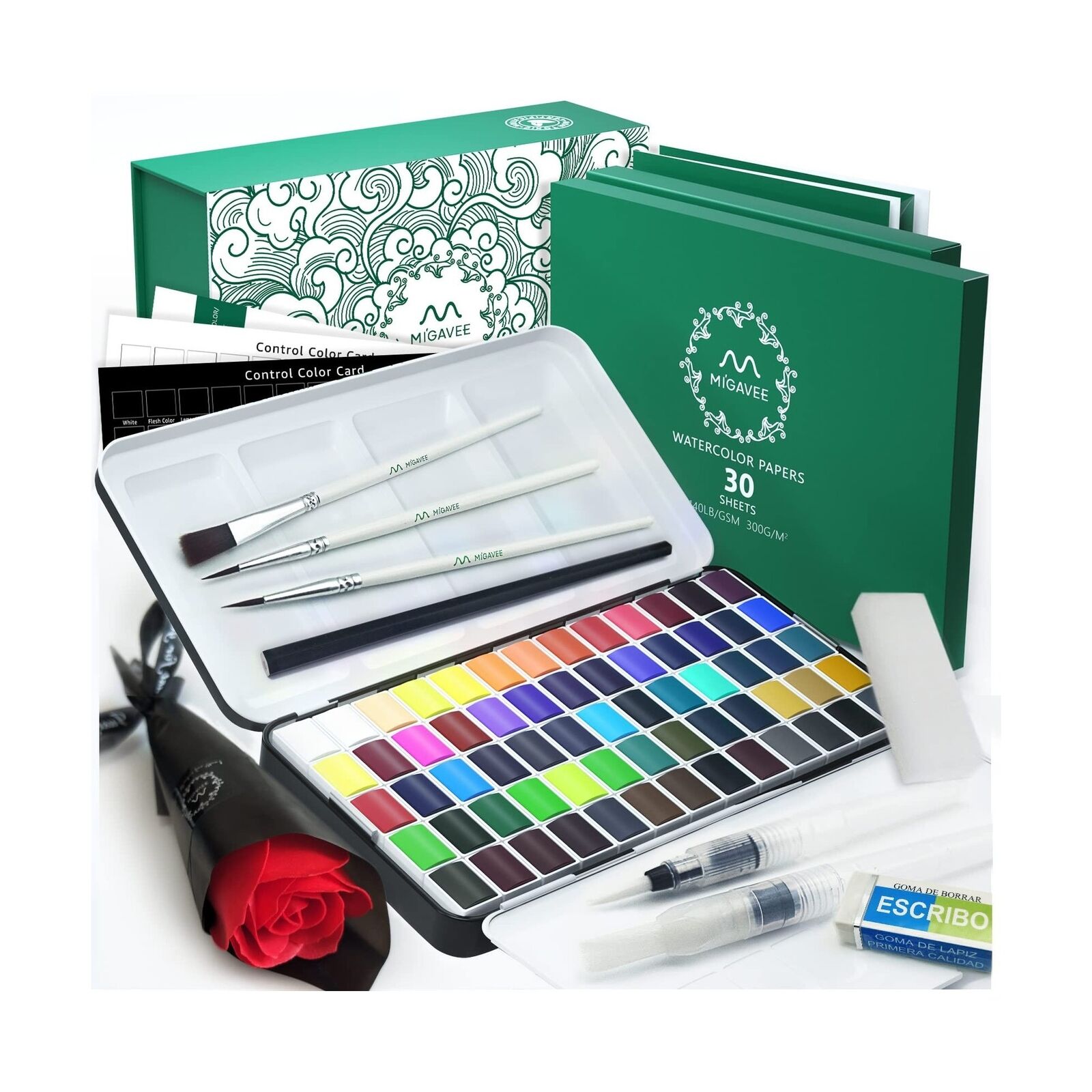 GCP Products 105 Piece Professional Watercolor Paint Sets For Kids Aldult -  60 Colors Stan